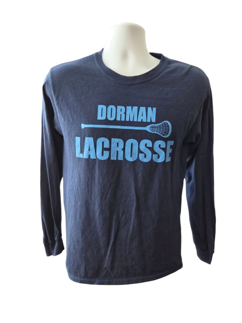Dorman Lacrosse Gildan Long Sleeve T Shirt S Navy Blue Graphic Preppy Sports
